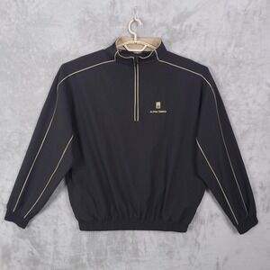 Straight Down Jacket Mens XL Black Alpha Omega 1/4 Zip Windbreaker Golf Pullover